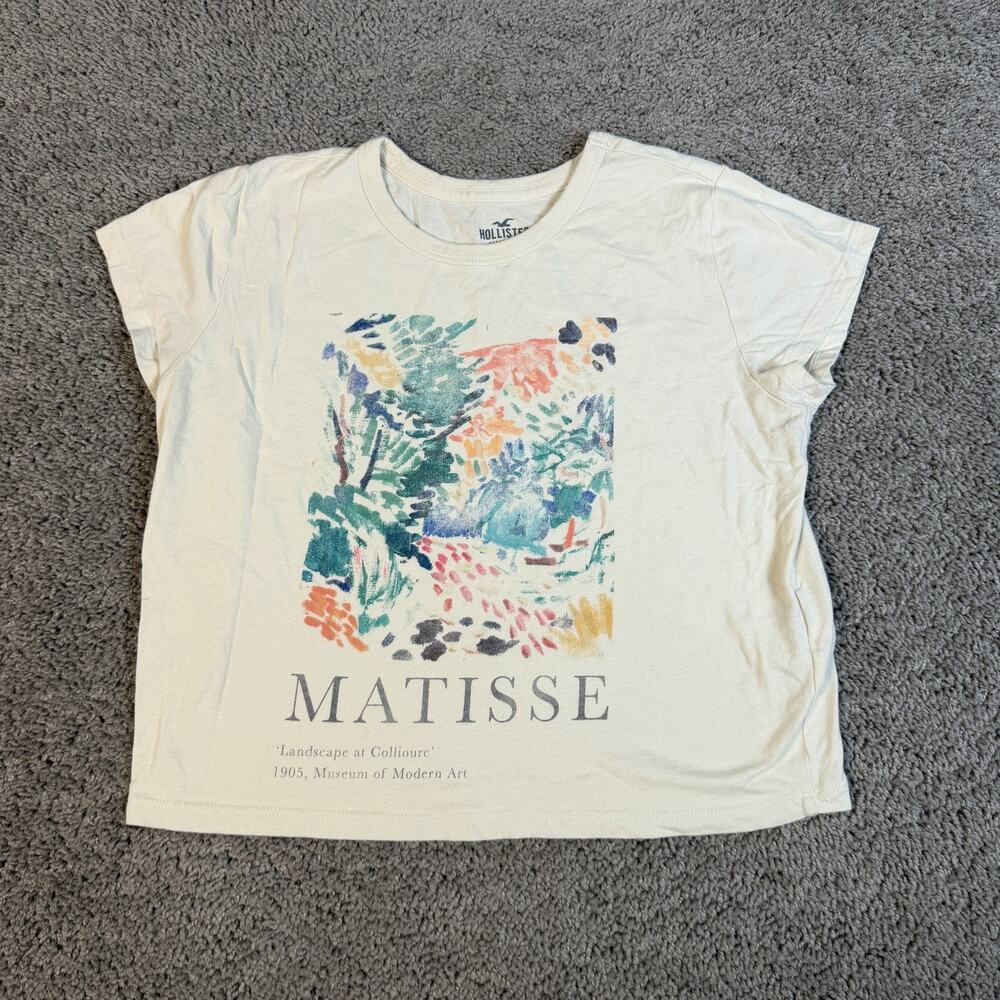 Hollister Shirt Juniors L Beige Matisse Landscape Art Graphic Tagless Cotton